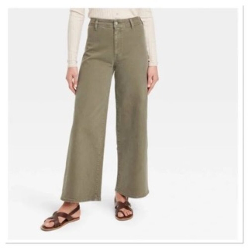 Universal Thread | High Rise Sailor Wide Leg Ankle Jeans Olive Green